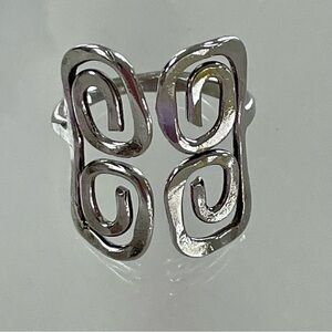 Vintage Art Deco MCM Spiral Silver Ring